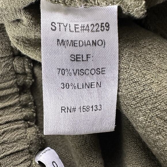 Staccato Pants Women Medium Army Green Coastal Beachy Lightweight Linen Blend - Picture 11 of 12